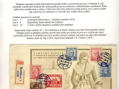BLOCK TO 1st ANNIVERSARY OF THE SLOVAK NATIONAL UPRISING AND ITS POSTAL USAGE