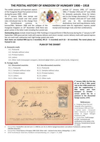 POSTGESCHICHTE DES KÖNIGREICHS UNGARN 1900-1918 - englisch – Blatt 1