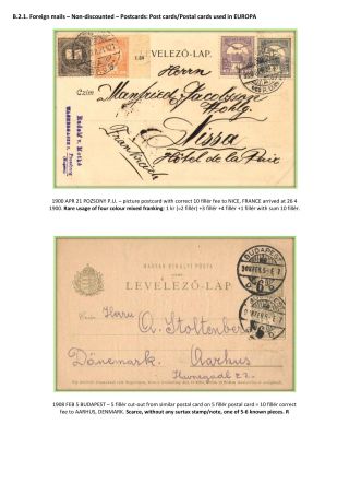 THE POSTAL HISTORY OF KINGDOM OF HUNGARY 1900-1918 - English – sheet 45