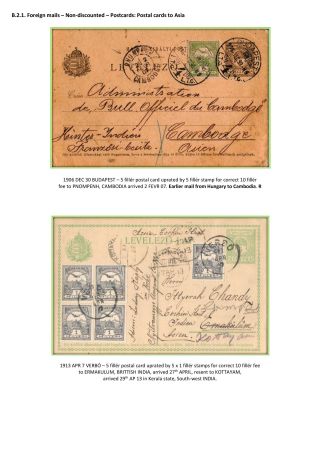 THE POSTAL HISTORY OF KINGDOM OF HUNGARY 1900-1918 - English – sheet 46
