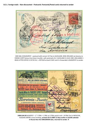 THE POSTAL HISTORY OF KINGDOM OF HUNGARY 1900-1918 - English – sheet 49