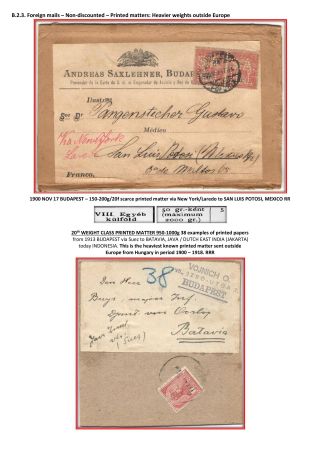 THE POSTAL HISTORY OF KINGDOM OF HUNGARY 1900-1918 - English – sheet 55