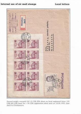 VNITROSTÁTNÍ POUŽITÍ LETECKÝCH ZNÁMEK V OBODBÍ ČS. MĚNOVÉ REFORMY 1953 – list 6