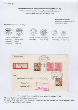 POSTMARKS IN BOHEMIA AND MORAVIA DURING THE POST-WAR PERIOD AFTER WORLD WAR II – sheet 3