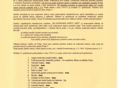 SOUKROMÉ STANICE PRAŽSKÉ POTRUBNÍ POŠTY