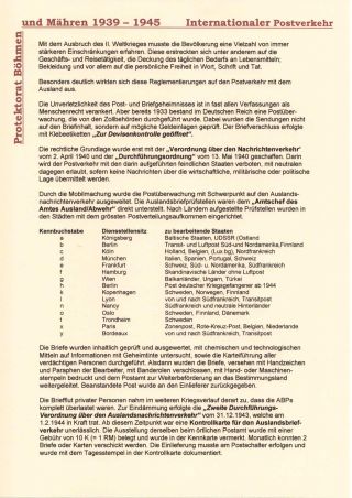 POŠTOVNÍ PROVOZ Z PROTEKTORÁTU ČECHY A MORAVA DO EVROPSKÝCH ZEMÍ – list 2
