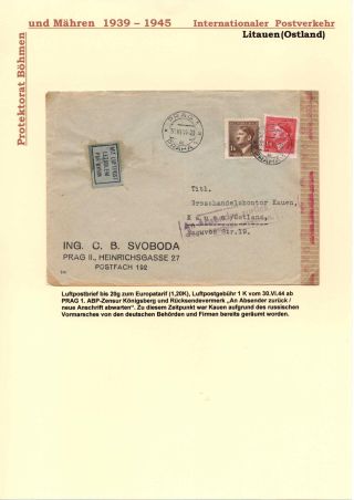 POŠTOVNÍ PROVOZ Z PROTEKTORÁTU ČECHY A MORAVA DO EVROPSKÝCH ZEMÍ – list 35
