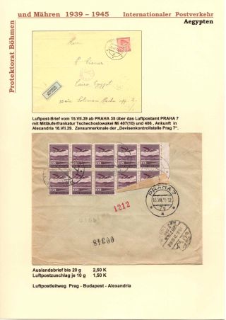POŠTOVNÍ PROVOZ Z PROTEKTORÁTU ČECHY A MORAVA DO MIMOEVROPSKÝCH ZEMÍ – sheet 3
