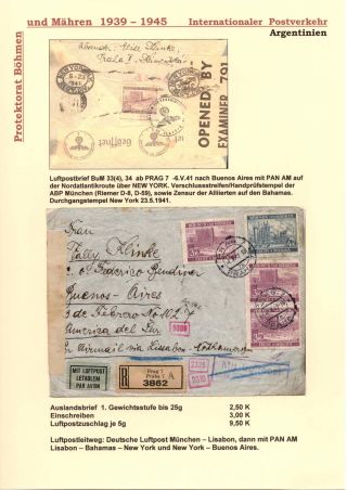 POŠTOVNÍ PROVOZ Z PROTEKTORÁTU ČECHY A MORAVA DO MIMOEVROPSKÝCH ZEMÍ – sheet 12