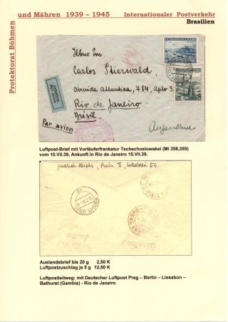 POŠTOVNÍ PROVOZ Z PROTEKTORÁTU ČECHY A MORAVA DO MIMOEVROPSKÝCH ZEMÍ – list 18