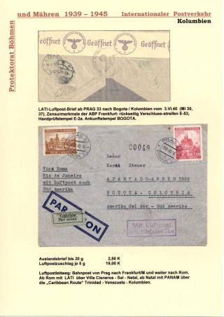 POŠTOVNÍ PROVOZ Z PROTEKTORÁTU ČECHY A MORAVA DO MIMOEVROPSKÝCH ZEMÍ – list 42