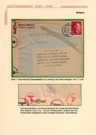 GENERALGOUVERNEMENT 1939-1945 (POŠTOVNÍ STYK SE ZAHRANIČÍM) – Blatt 5