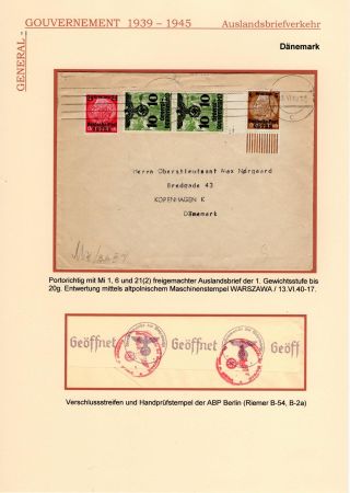 GENERALGOUVERNEMENT 1939-1945 (POŠTOVNÍ STYK SE ZAHRANIČÍM) – Blatt 14