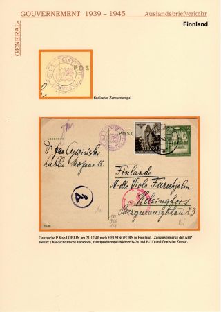 GENERALGOUVERNEMENT 1939-1945 (POŠTOVNÍ STYK SE ZAHRANIČÍM) – Blatt 15