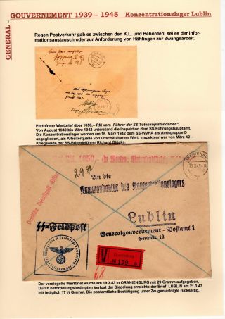 GENERALGOUVERNEMENT 1939-1945 (POŠTOVNÍ STYK S PRACOVNÍMI TÁBORY, GHETTY,...) – sheet 17