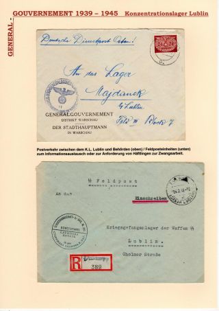 GENERALGOUVERNEMENT 1939-1945 (POŠTOVNÍ STYK S PRACOVNÍMI TÁBORY, GHETTY,...) – sheet 19