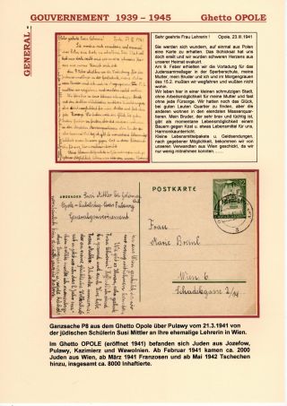GENERALGOUVERNEMENT 1939-1945 (POŠTOVNÍ STYK S PRACOVNÍMI TÁBORY, GHETTY,...) – sheet 26