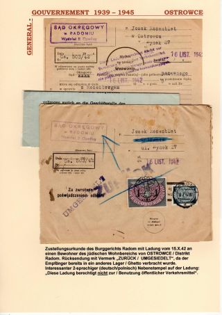 GENERALGOUVERNEMENT 1939-1945 (POŠTOVNÍ STYK S PRACOVNÍMI TÁBORY, GHETTY,...) – sheet 30