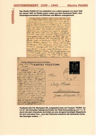 GENERALGOUVERNEMENT 1939-1945 (POŠTOVNÍ STYK S PRACOVNÍMI TÁBORY, GHETTY,...) – sheet 31