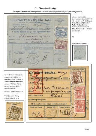 OKRESNÍ RAZÍTKA POŠTOVNÍCH ÚŘADŮ NA SLOVENSKU A PODKARPATSKÉ RUSI PO ROCE 1918 – list 4