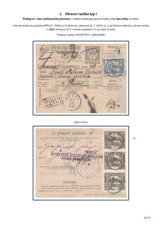 OKRESNÍ RAZÍTKA POŠTOVNÍCH ÚŘADŮ NA SLOVENSKU A PODKARPATSKÉ RUSI PO ROCE 1918 – list 5