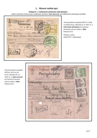 OKRESNÍ RAZÍTKA POŠTOVNÍCH ÚŘADŮ NA SLOVENSKU A PODKARPATSKÉ RUSI PO ROCE 1918 – list 7
