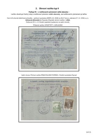 OKRESNÍ RAZÍTKA POŠTOVNÍCH ÚŘADŮ NA SLOVENSKU A PODKARPATSKÉ RUSI PO ROCE 1918 – list 11