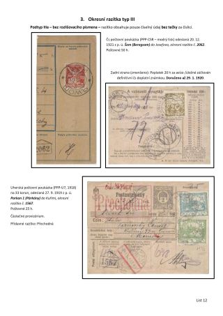 OKRESNÍ RAZÍTKA POŠTOVNÍCH ÚŘADŮ NA SLOVENSKU A PODKARPATSKÉ RUSI PO ROCE 1918 – list 12