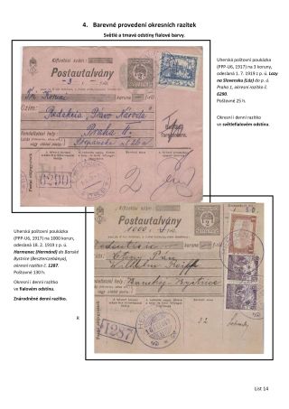 OKRESNÍ RAZÍTKA POŠTOVNÍCH ÚŘADŮ NA SLOVENSKU A PODKARPATSKÉ RUSI PO ROCE 1918 – list 14