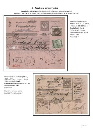 OKRESNÍ RAZÍTKA POŠTOVNÍCH ÚŘADŮ NA SLOVENSKU A PODKARPATSKÉ RUSI PO ROCE 1918 – list 16