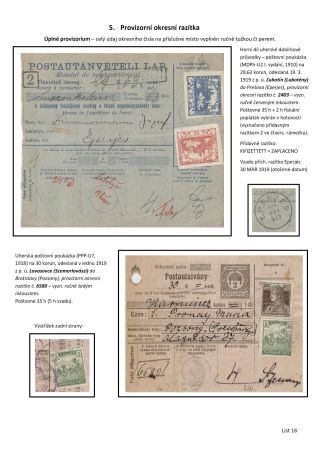 OKRESNÍ RAZÍTKA POŠTOVNÍCH ÚŘADŮ NA SLOVENSKU A PODKARPATSKÉ RUSI PO ROCE 1918 – sheet 17