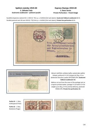 ČESKOSLOVENSKO - SPĚŠNÉ ZNÁMKY 1919-20 – sheet 12
