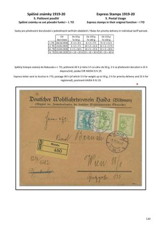 ČESKOSLOVENSKO - SPĚŠNÉ ZNÁMKY 1919-20 – sheet 29