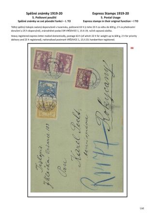 ČESKOSLOVENSKO - SPĚŠNÉ ZNÁMKY 1919-20 – sheet 30