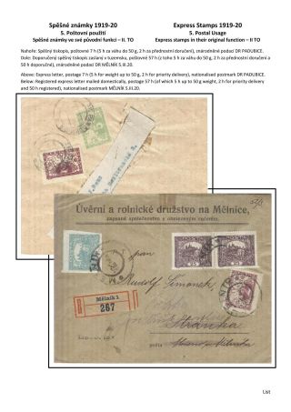 ČESKOSLOVENSKO - SPĚŠNÉ ZNÁMKY 1919-20 – sheet 31