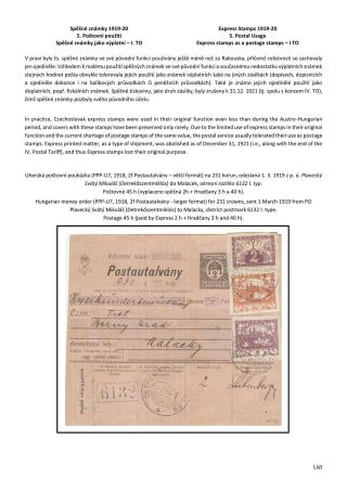 ČESKOSLOVENSKO - SPĚŠNÉ ZNÁMKY 1919-20 – list 40