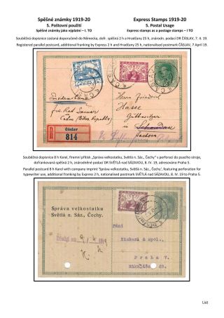 ČESKOSLOVENSKO - SPĚŠNÉ ZNÁMKY 1919-20 – list 41