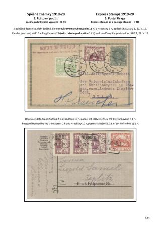 ČESKOSLOVENSKO - SPĚŠNÉ ZNÁMKY 1919-20 – list 42
