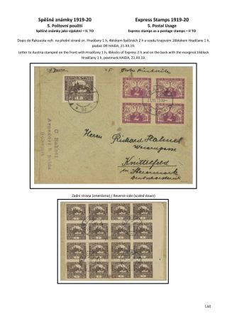 ČESKOSLOVENSKO - SPĚŠNÉ ZNÁMKY 1919-20 – list 43