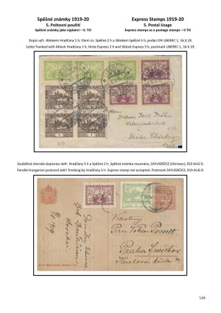 ČESKOSLOVENSKO - SPĚŠNÉ ZNÁMKY 1919-20 – list 44