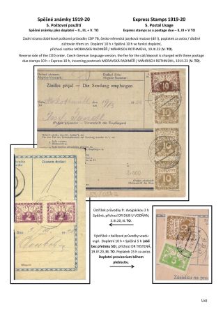ČESKOSLOVENSKO - SPĚŠNÉ ZNÁMKY 1919-20 – list 47