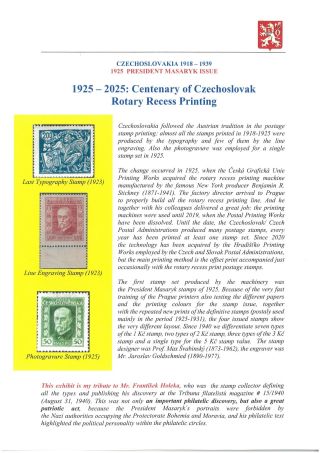 1925-2025: STÉ VÝROČÍ ČESKOSLOVENSKÉHO ROTAČNÍHO OCELOTISKU – sheet 1