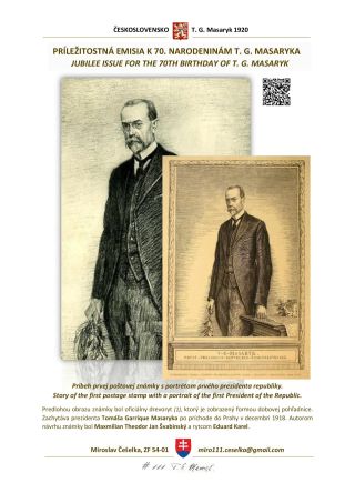 PŘÍLEŽITOSTNÁ EMISE K 70. NAROZENINÁM T. G. MASARYKA – sheet 1