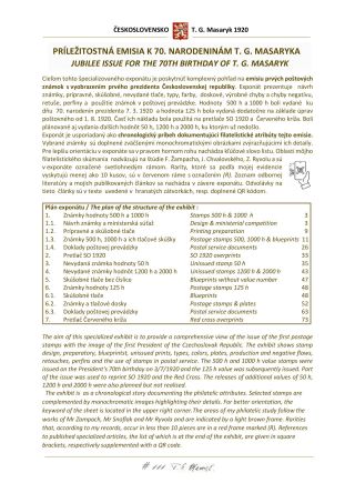 PŘÍLEŽITOSTNÁ EMISE K 70. NAROZENINÁM T. G. MASARYKA – sheet 2