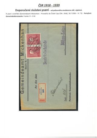 ÚŘEDNÍ PSANÍ OSVOBOZENÁ OD POŠTOVNÉHO 1867-1945 – list 17
