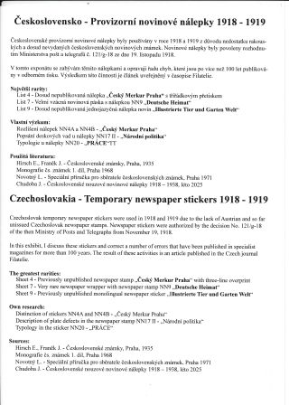 Československo - Provizorní novinové nálepky 1918-1919 – list 1