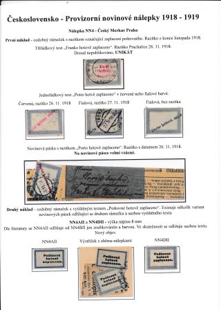 Československo - Provizorní novinové nálepky 1918-1919 – list 4