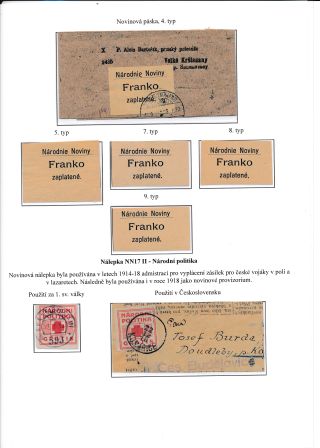 Československo - Provizorní novinové nálepky 1918-1919 – list 12