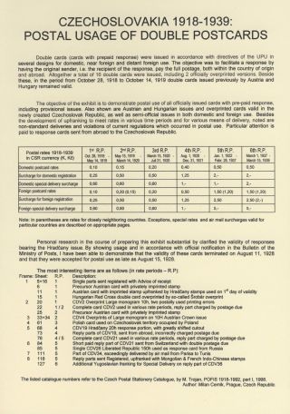 ČESKOSLOVENSKO 1918-1939: DVOJITÉ DOPISNICE V POŠTOVNÍM POUŽITÍ – list 1