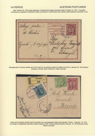 ČESKOSLOVENSKO 1918-1939: DVOJITÉ DOPISNICE V POŠTOVNÍM POUŽITÍ – list 2